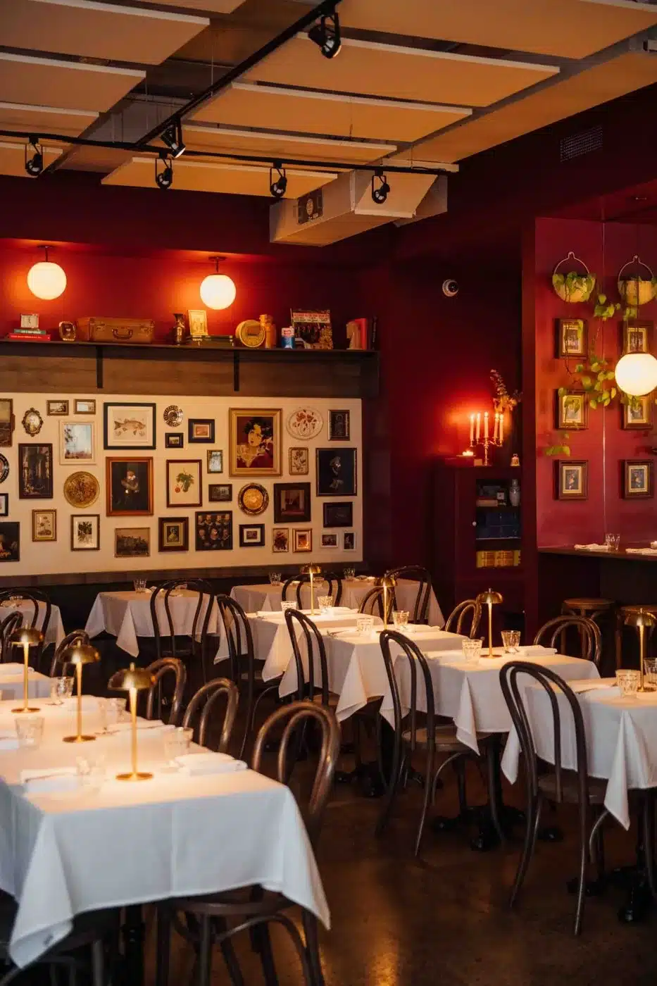 Salle à manger dressée pour un souper de groupe au restaurant Prezze Mollo, Montréal