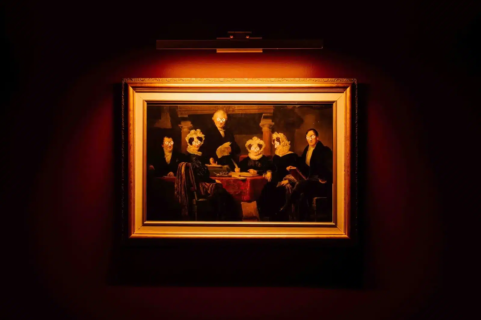 Tableau ancien dont les personnages portent les petits yeux de Prezze Mollo